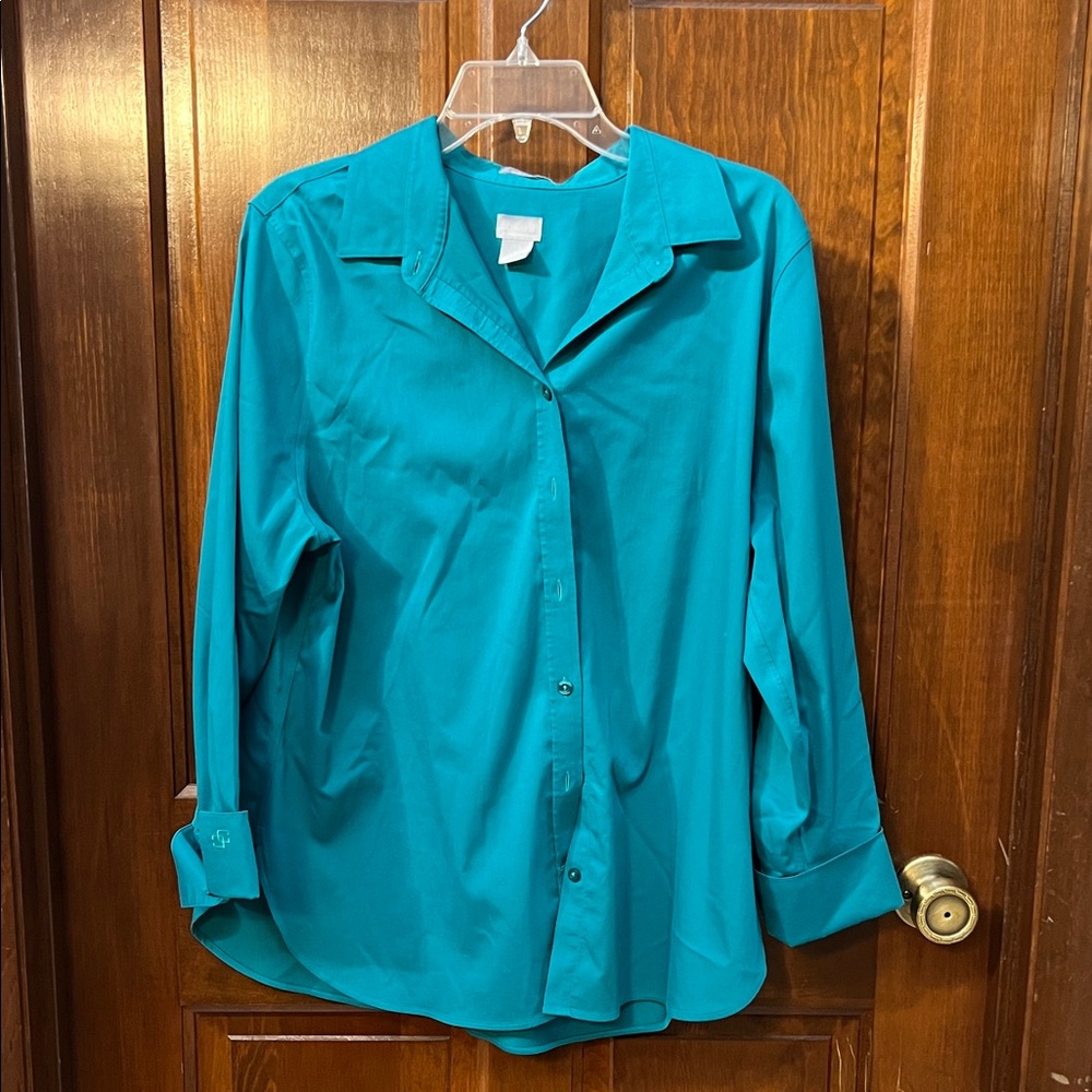 Chico's Vibrant Teal Button-Down Shirt
